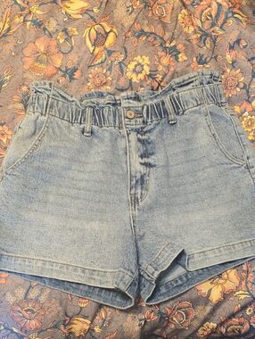 KanCan Light Blue Paperbag Waist Denim Shorts